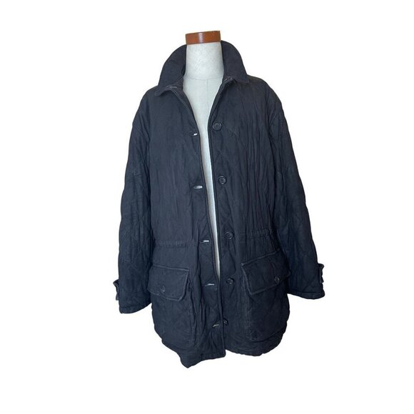 Aquascutum vintage women’s jacket. Black quilted 44 ch 31 long - Picture 1 of 11